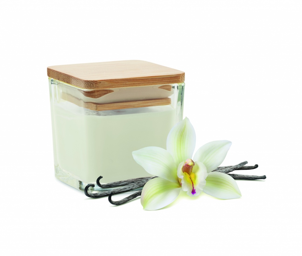Logo trade promotional gifts image of: Squared fragranced candle 50gr
