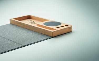 Logo trade business gifts image of: Wireless charger in bamboo 15W