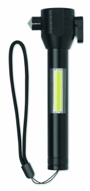 Logotrade advertising product image of: 3-in-1 aluminum flashlight with an emergency hammer and seatbelt cutter, customizable with printing
