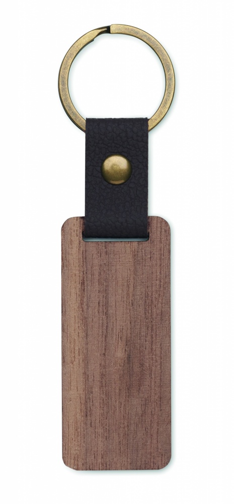 Logo trade promotional giveaway photo of: Key ring in walnut and PU Kokkola