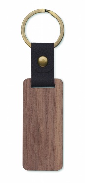 Logo trade advertising products image of: Key ring in walnut and PU Kokkola