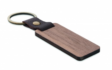 Logotrade promotional item picture of: Key ring in walnut and PU Kokkola