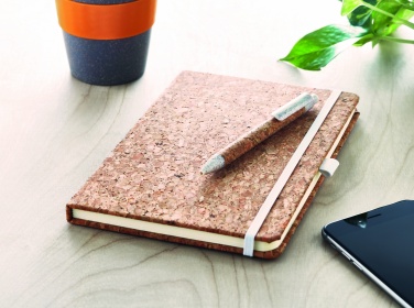 Logo trade business gift photo of: A5 cork notebook with pen