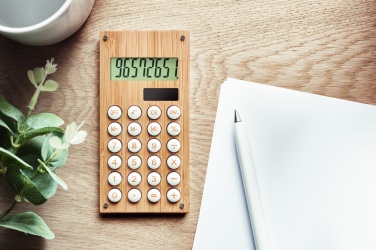 Logo trade business gift photo of: 8 digit bamboo calculator
