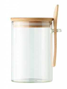 Logo trade promotional gifts picture of: Glass jar with spoon 600 ml