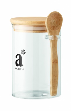 Logo trade promotional gifts picture of: Glass jar with spoon 600 ml