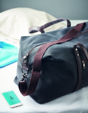 Logo trade promotional giveaways image of: Weekend bag in canvas 450gr/m²