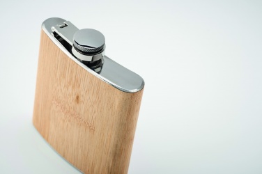 Logo trade business gifts image of: Bamboo slim hip flask 170ml