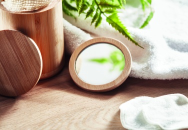 Logo trade promotional merchandise photo of: Bamboo make-up mirror