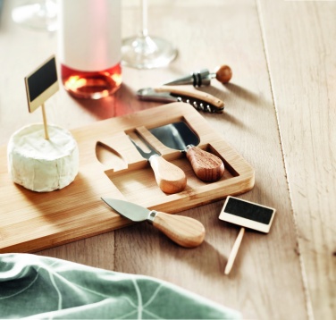 Logo trade promotional products image of: Bamboo Cheese board set Leipzig