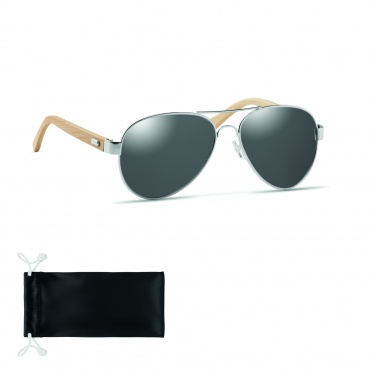 Logo trade business gifts image of: Bamboo sunglasses in pouch TARTU
