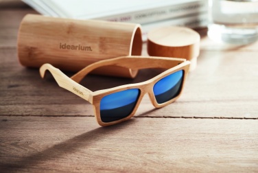 Logo trade promotional giveaways image of: Sunglasses and case in bamboo KEILA