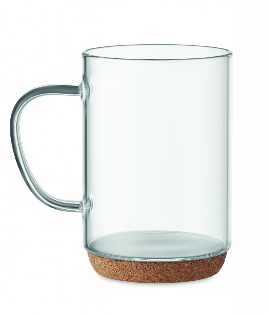 Logo trade corporate gifts image of: Glass mug 400ml with cork base