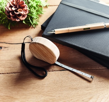 Logo trade promotional gifts image of: Measuring tape in bamboo 2m