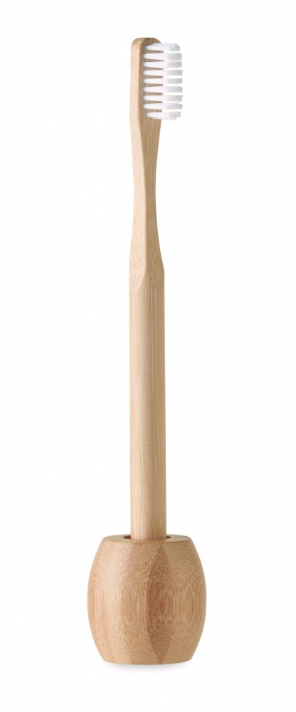 Logo trade promotional merchandise image of: Bamboo tooth brush with stand