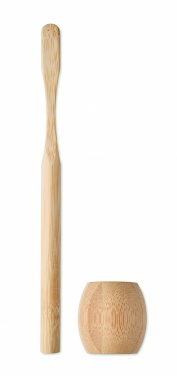 Logo trade promotional products image of: Bamboo tooth brush with stand