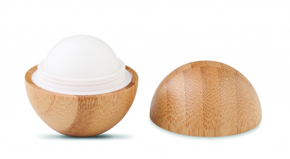 Logo trade advertising products image of: Lip balm in round bamboo case