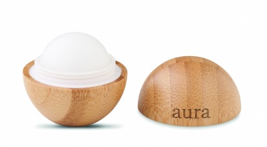 Logo trade corporate gift photo of: Lip balm in round bamboo case