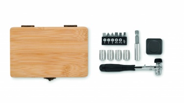 Logo trade promotional gifts picture of: 13 piece tool set, bamboo case