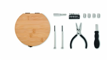 Logo trade promotional gift photo of: 15 piece tool set bamboo case