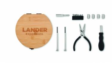 Logo trade promotional giveaway photo of: 15 piece tool set bamboo case