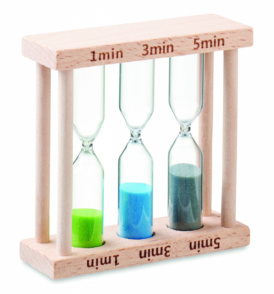 Logo trade promotional giveaways image of: Set of 3 wooden sand timer