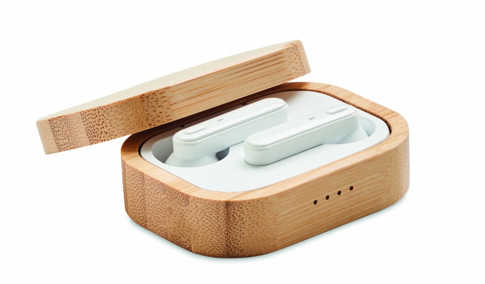 Logotrade promotional merchandise photo of: TWS earbuds in bamboo case