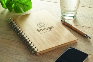 Logo trade promotional giveaways image of: A5 ring bound Bamboo notebook