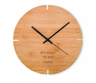 Logo trade advertising products picture of: Round shape bamboo wall clock