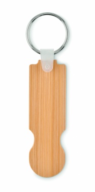 Logo trade promotional merchandise image of: Bamboo euro token key ring Rauma