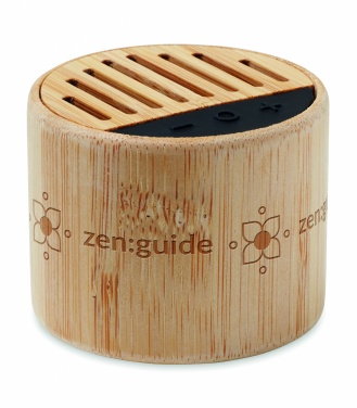 Logotrade promotional product picture of: Round bamboo wireless speaker