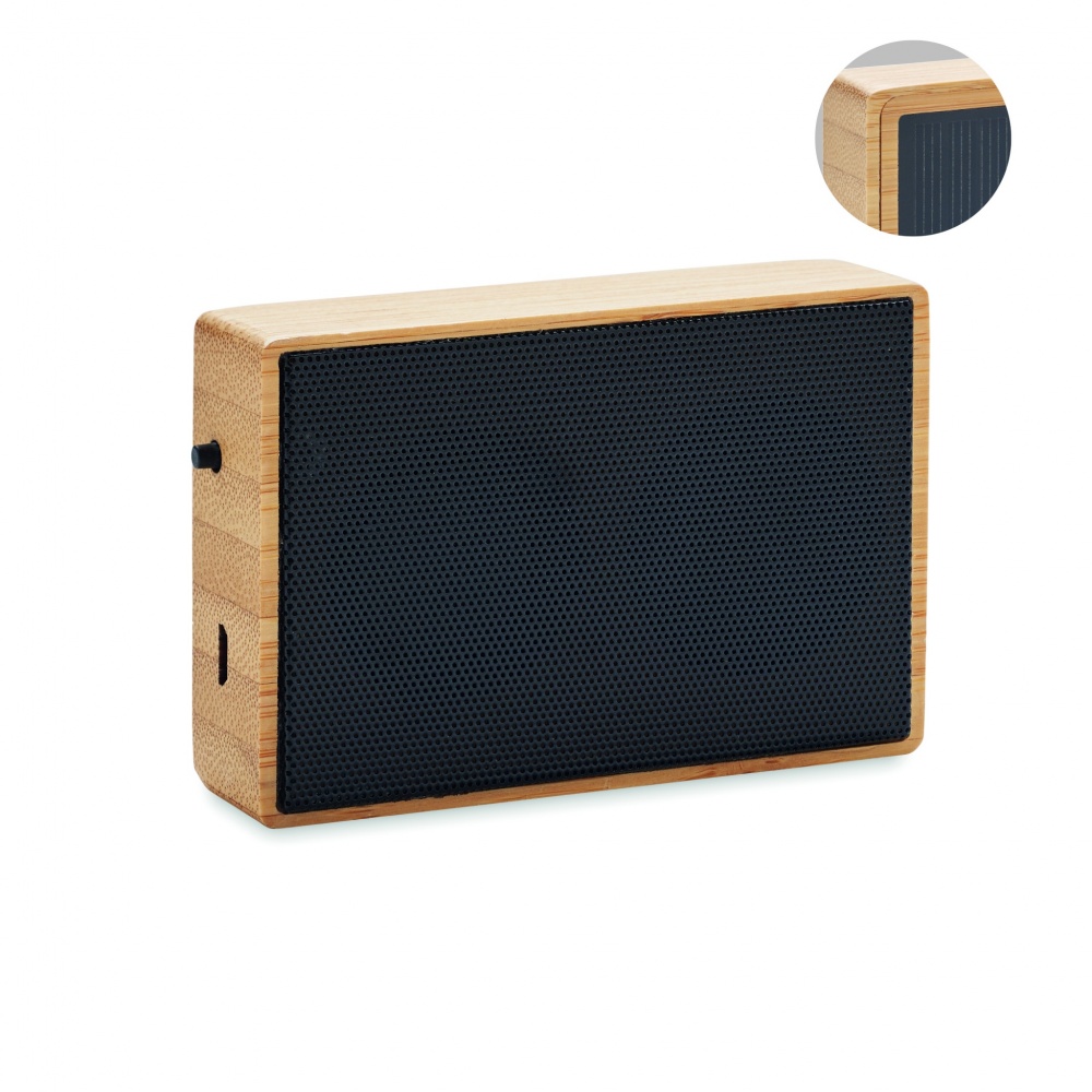 Logo trade promotional product photo of: Solar bamboo wireless speaker