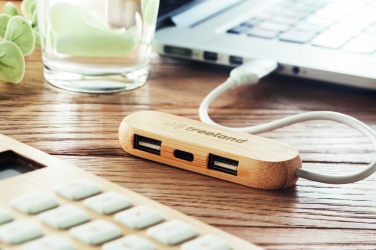 Logo trade promotional gifts picture of: 3 port USB hub with dual input
