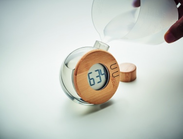Logo trade promotional merchandise image of: Water powered bamboo LCD clock