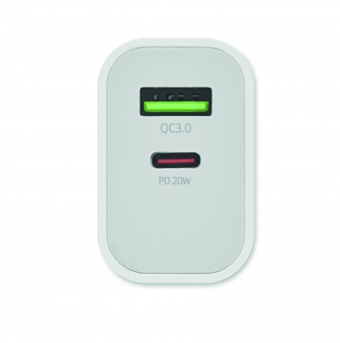 Logotrade corporate gift picture of: 18W 2 port USB charger EU plug