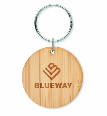 Logo trade promotional giveaways image of: Round bamboo key ring Pieksämäki