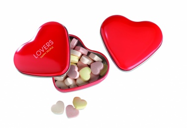 Logo trade promotional gifts image of: Heart tin box with candies