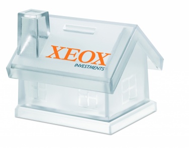 Logo trade business gifts image of: Plastic house coin bank