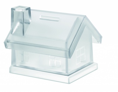 Logo trade promotional gifts image of: Plastic house coin bank