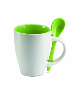 Logotrade promotional products photo of: Bicolour mug with spoon 250 ml