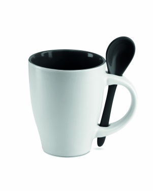 Logo trade promotional gifts picture of: Bicolour mug with spoon 250 ml