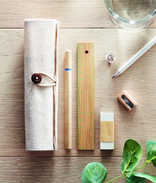 Logo trade promotional item photo of: Stationary set in cotton pouch