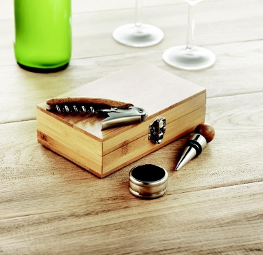 Logo trade promotional item photo of: Wine set in bamboo box
