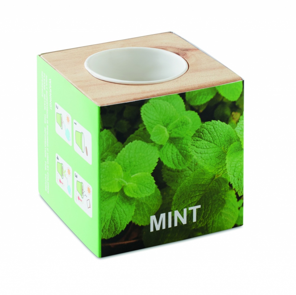 Logotrade promotional item picture of: Herb pot wood "MINT"