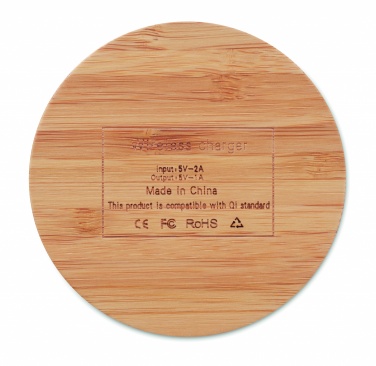 Logo trade promotional gifts picture of: Wireless charger bamboo 5W