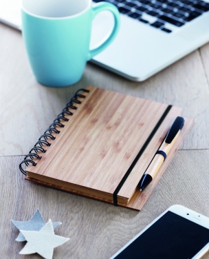 Logo trade promotional gift photo of: Bamboo notebook with pen lined BAMBLOC