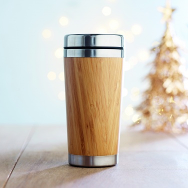 Logo trade promotional gift photo of: Double wall bamboo flask 430ml