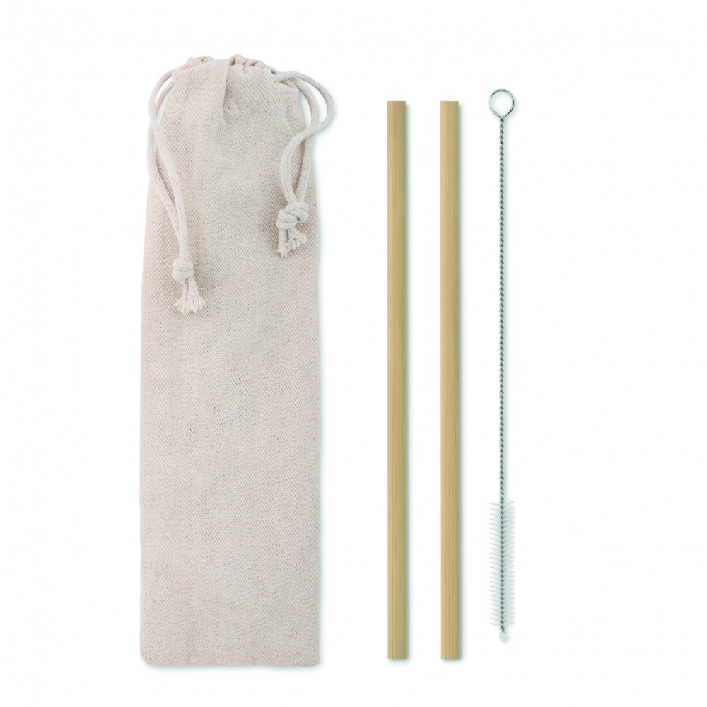 Logo trade advertising products image of: Bamboo Straw w/brush in pouch