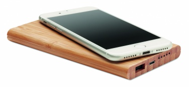Logo trade promotional merchandise image of: Wireless power bank in bamboo 6000mAh ARENA