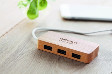 Logotrade advertising products photo of: Bamboo USB 3 ports hub